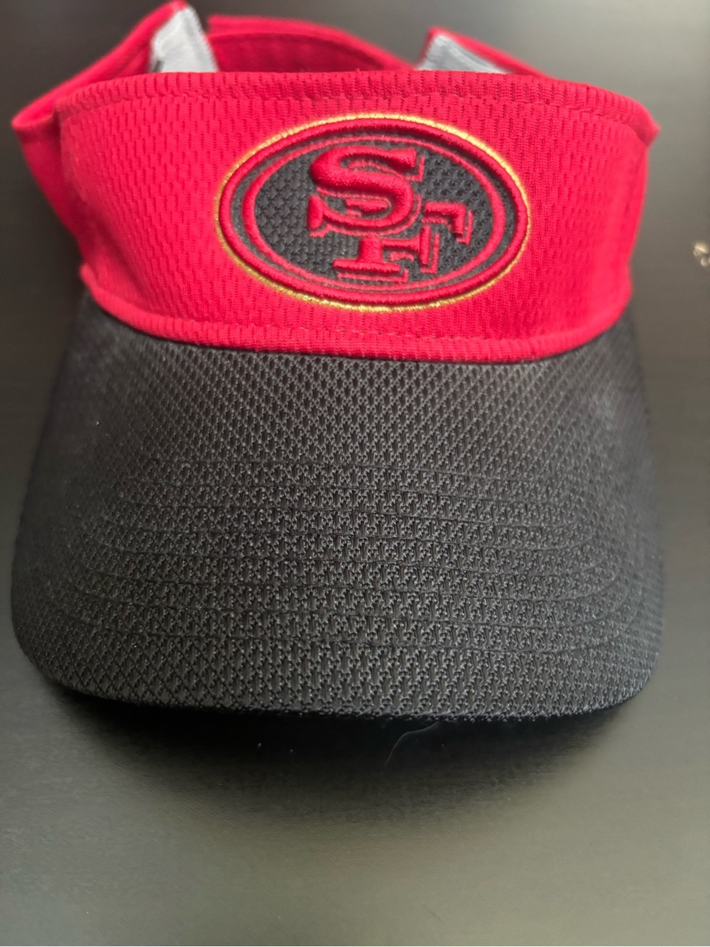 New Era Red and Black Visor with Embroidered Tag
